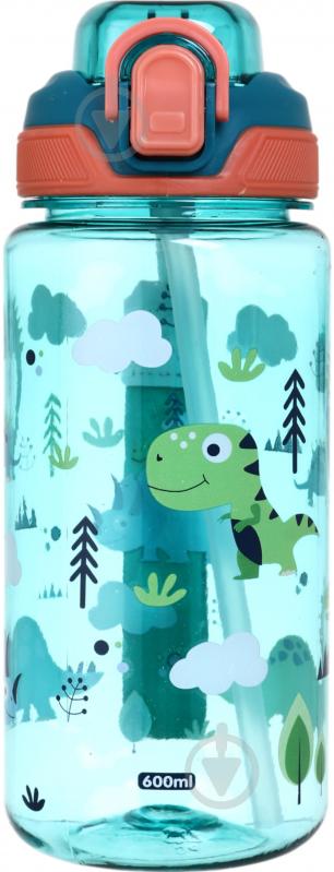 Пляшка для води Smart Kitchen by Flamberg Dinosaur 600 мл блакитний - фото 1 Пляшка для води Smart Kitchen by Flamberg Dinosaur 600 мл блакитний - фото 1