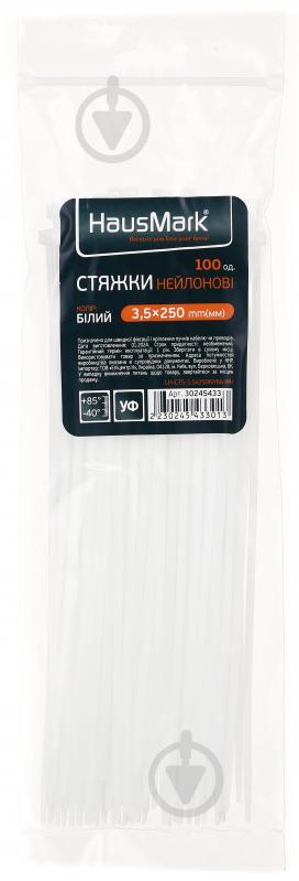 Стяжка для кабелю HausMark 3,5х250 мм 100 шт. білий - фото 1