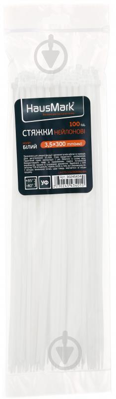 Стяжка для кабелю HausMark 3,5х300 мм 100 шт. білий - фото 1