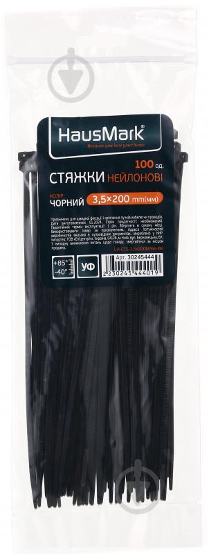 Стяжка для кабелю HausMark 3,5х200 мм 100 шт. чорний - фото 1