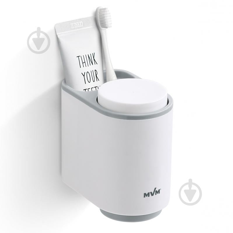 Стакан для зубных щеток MVM BP-20 white/grey - фото 1