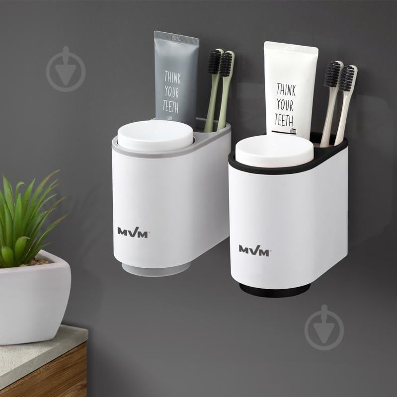 Стакан для зубных щеток MVM BP-20 white/grey - фото 5