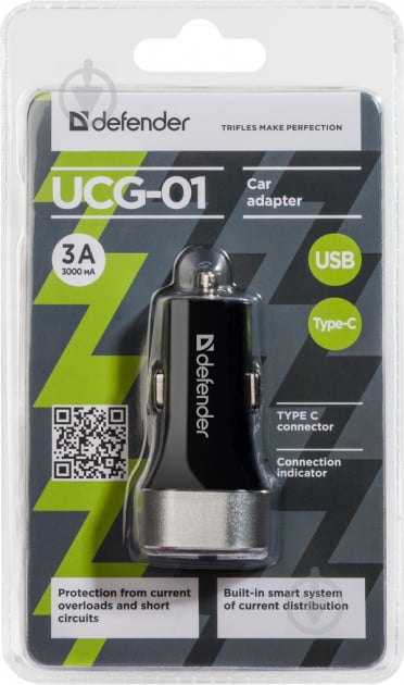 Автомобільний зарядний пристрій Defender UCG-01 1xUSB 1xTypeC 5V/5.4A (83569) - фото 4