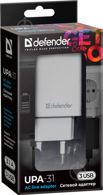 Зарядний пристрій Defender UPA-31 3xUSB 5V / 3.1А (83587) - фото 4