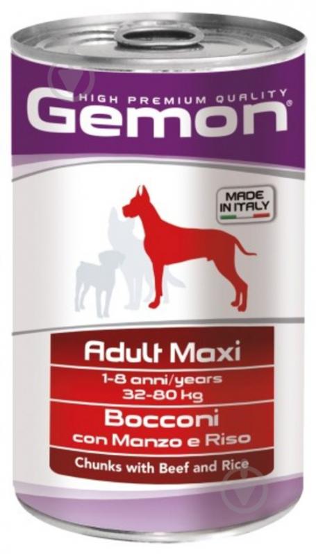 Корм для крупних порід GEMON Dog Maxi Adult Beef/Rice, 1250 г (яловичина, рис) 1250 г - фото 1
