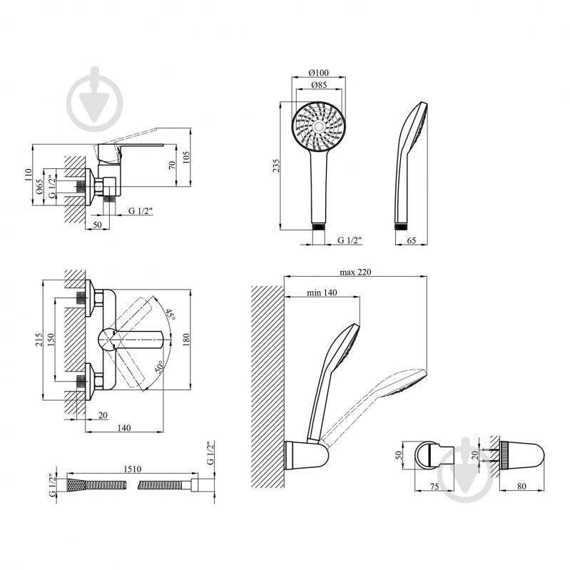 Змішувач для душу Kroner KRP Bremen - C050 - фото 2