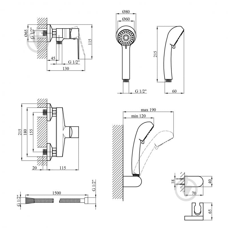 Смеситель для душа Kroner KRP Eifel - C050 - фото 2