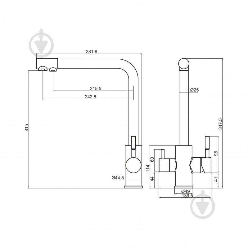 Смеситель для кухни FADO S.r.l MIX01501BN с подключением к фильтру Malawi - фото 2 Смеситель для кухни FADO S.r.l MIX01501BN с подключением к фильтру Malawi - фото 2
