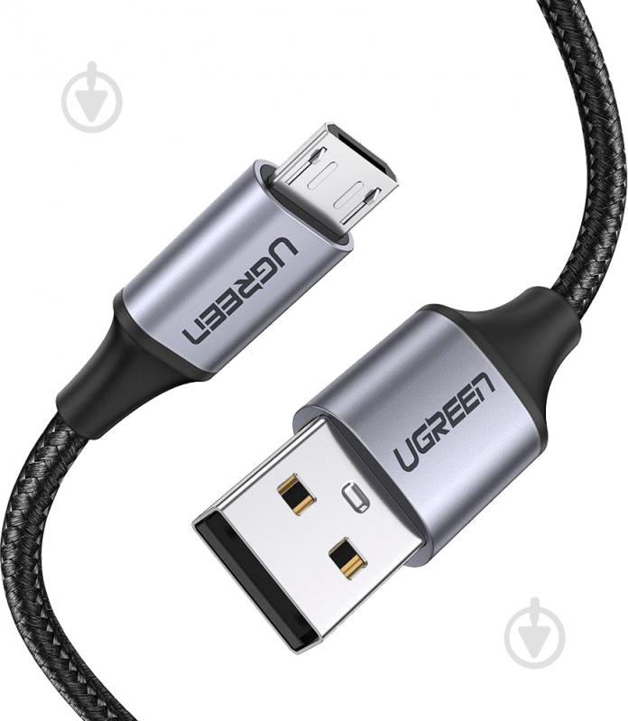 Кабель UGREEN USB - Micro USB Cable Aluminum Braid 5V2.4A 2 м black (60148) - фото 1