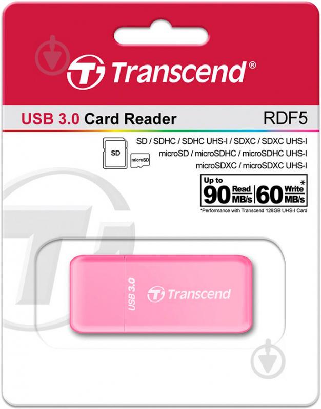 Кардрідер Transcend Cardreader USB 3.0/3.1 Gen 1 (TS-RDF5R) Pink - фото 3