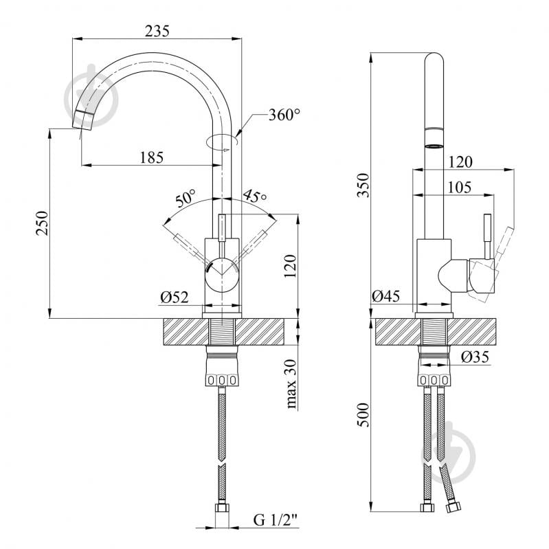 Смеситель для кухни Kroner KRP Edelstahl Klassisch - ESG035 - фото 2 Смеситель для кухни Kroner KRP Edelstahl Klassisch - ESG035 - фото 2