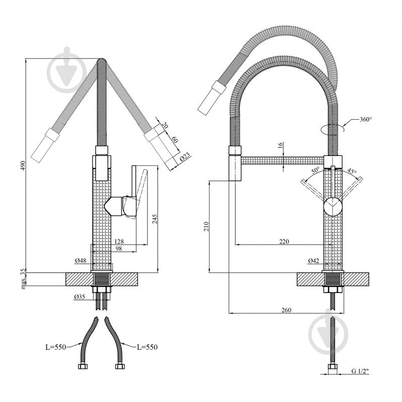 Смеситель для кухни Kroner KRP Ersel - GRP03999 - фото 2 Смеситель для кухни Kroner KRP Ersel - GRP03999 - фото 2