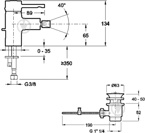 Смеситель для биде Jacob Delafon Cuff Е37045-СР - фото 2