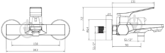 Змішувач для ванни/душу Invena Neri BW-01-004 - фото 2