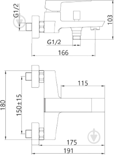 Змішувач для ванни/душу Invena Paros BW-09-004 - фото 2