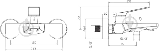 Змішувач для ванни/душу Invena Neri BW-01-001 - фото 2