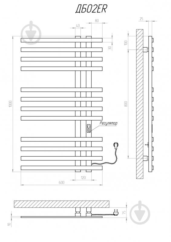 Рушникосушарка електрична KOSSER Драбинка Браш 1000х600/12 ER тайм. білий - фото 3