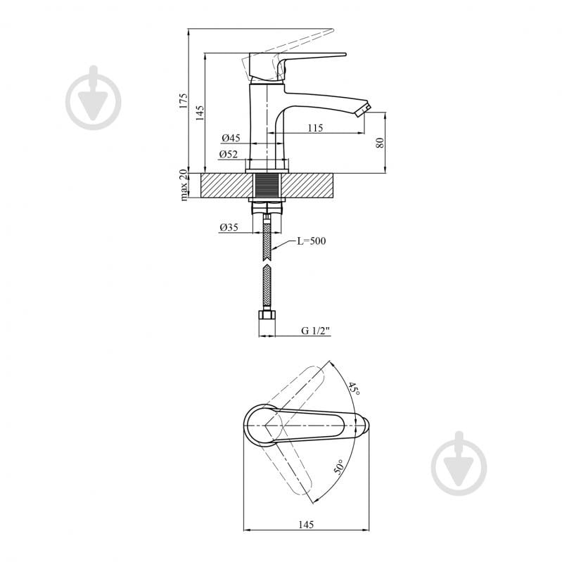 Смеситель для умывальника Kroner KRM Elbe - C010 - фото 2