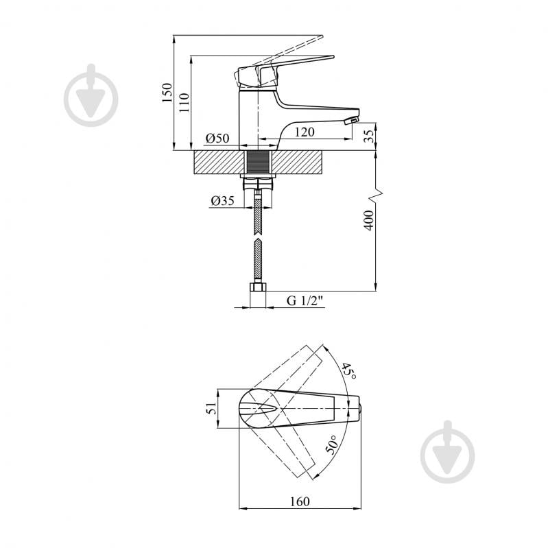 Змішувач для умивальника Kroner KRM Odra - C011 - фото 2 Змішувач для умивальника Kroner KRM Odra - C011 - фото 2