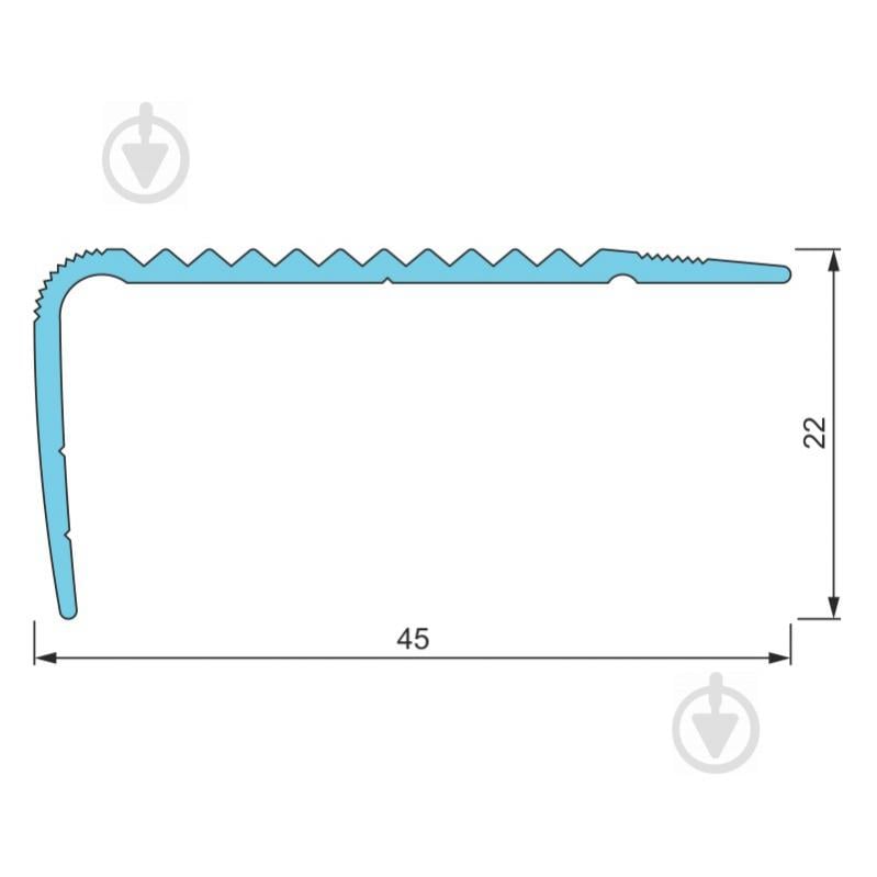 Сходовий профіль рифлений Braz Line 45х20х2700 мм срібло - фото 2