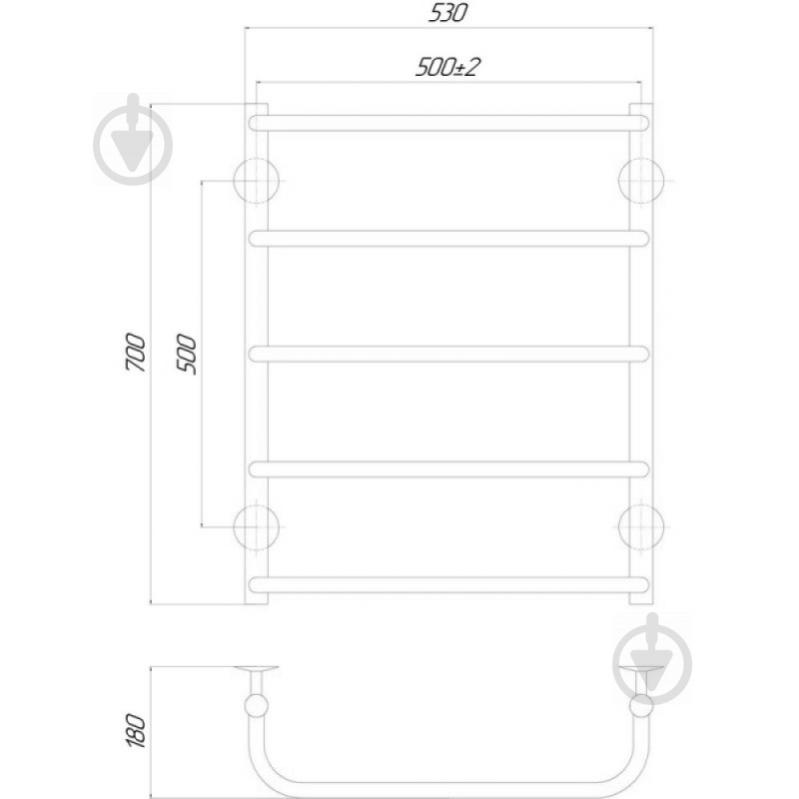 Полотенцесушитель водяной Q-tap Standard (CRM) P5 500x700 - фото 2