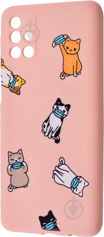 Чохол Fancy Case (TPU) Samsung Galaxy M31S коти з маскою/рожевий пісок - фото 1