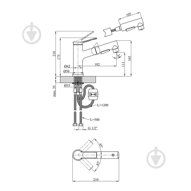 Смеситель для умывальника Kroner Kroner KRP Edelstahl Klassisch - SCH030-T - фото 2 Смеситель для умывальника Kroner Kroner KRP Edelstahl Klassisch - SCH030-T - фото 2