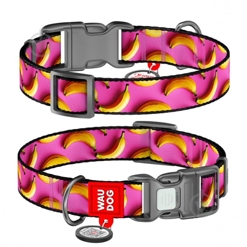 Нашийник Waudog Nylon малюнок "Банани на рожевому" пластиковий фастекс М Ш20 мм Д28-40 см - фото 1 Нашийник Waudog Nylon малюнок "Банани на рожевому" пластиковий фастекс М Ш20 мм Д28-40 см - фото 1