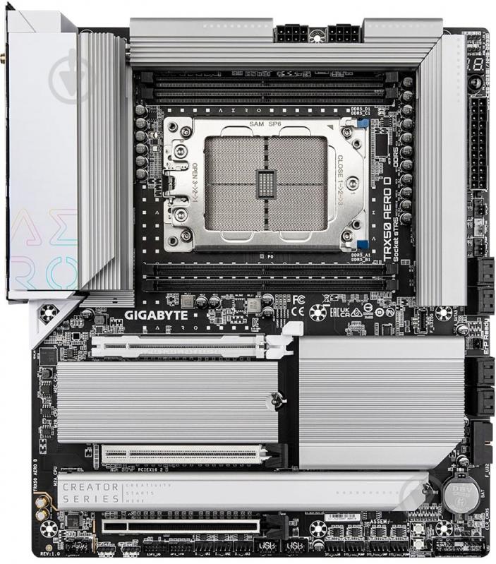 Материнская плата Gigabyte TRX50_AERO_D (Socket sTR5, AMD TRX50, E-ATX) - фото 1 Материнская плата Gigabyte TRX50_AERO_D (Socket sTR5, AMD TRX50, E-ATX) - фото 1