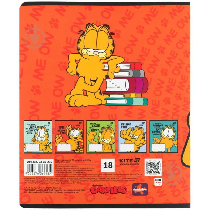 Тетрадь Garfield 18 лист. линия GF26-237 KITE - фото 5