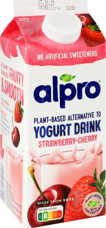 Йогурт Alpro соєвий ферментований з полунично-вишневим смаком 750 г - фото 2