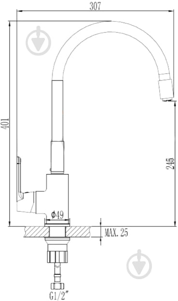 Змішувач для кухні Invena Joga BZ-32-L04 - фото 2