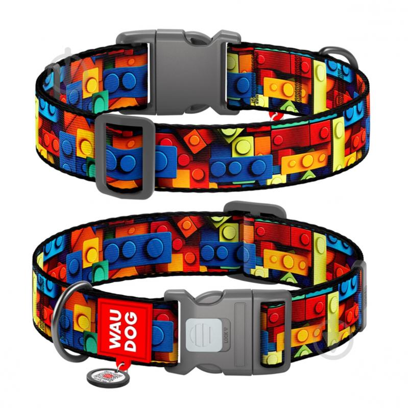 Ошейник Waudog Nylon рисунок "Блоки" пластиковый фастекс XXL Ш35 мм Д46-70 см - фото 1 Ошейник Waudog Nylon рисунок "Блоки" пластиковый фастекс XXL Ш35 мм Д46-70 см - фото 1