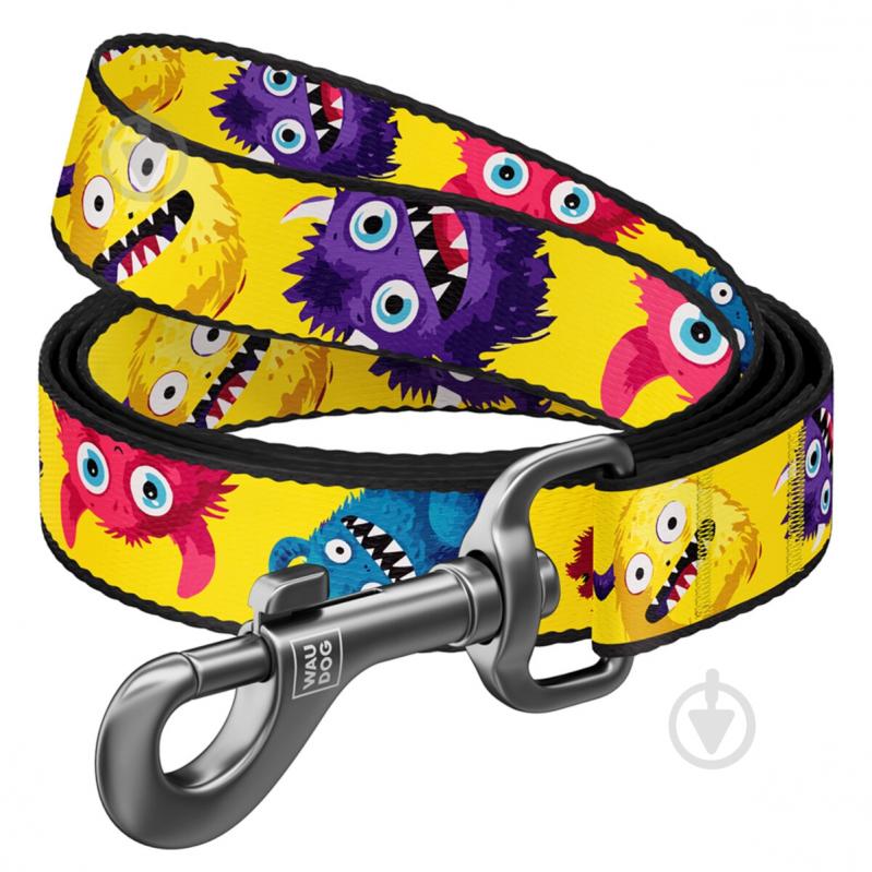 Поводок Waudog Nylon рисунок "Мохнатые монстры" S Ш15 мм Д122 см - фото 2