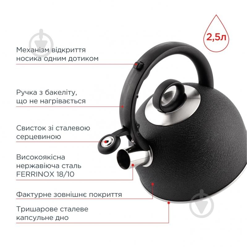 Чайник Vinzer Nero 2,5 л. - фото 7