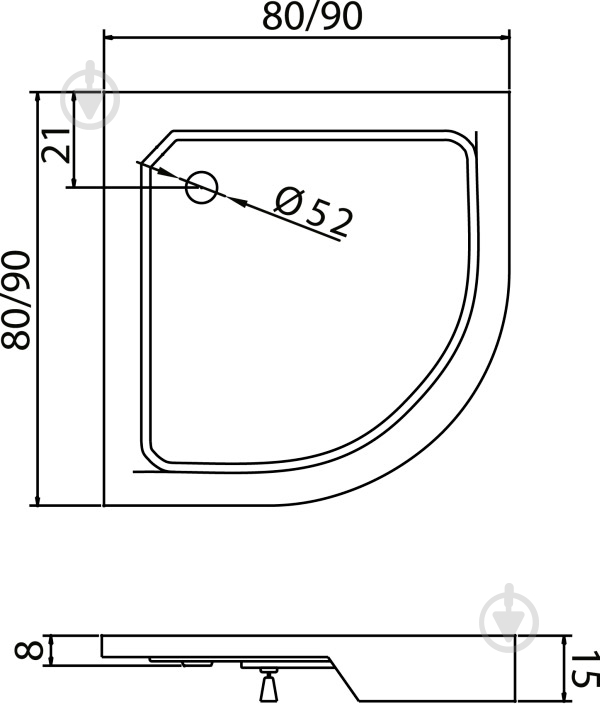 Піддон акриловий New Trendy Domio 90х90х15 см - фото 2