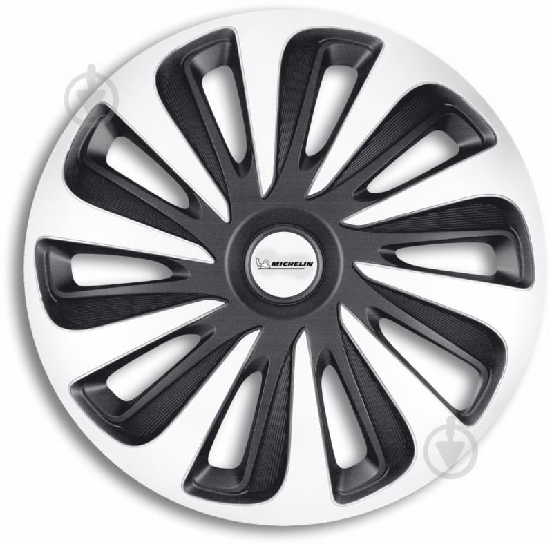 Колпак для колес Michelin Calibre Silver Black 31111 R15 4 шт. серебряный/черный - фото 1