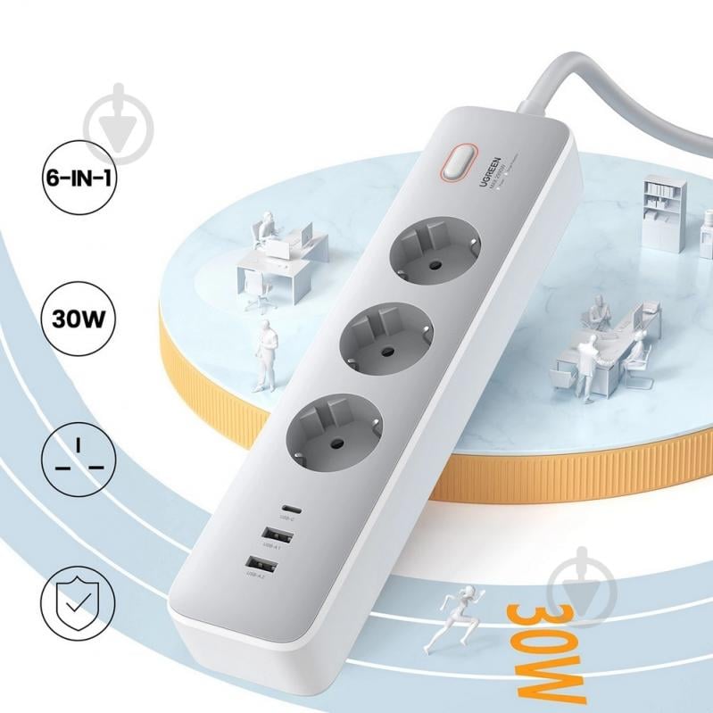 Мережевий фільтр UGREEN Power Strip with Master Switch - фото 4