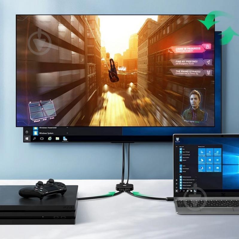 Сплиттер UGREEN CM333 HDMI 2.0 2x1 Switcher Black (80126) - фото 3 Сплиттер UGREEN CM333 HDMI 2.0 2x1 Switcher Black (80126) - фото 3