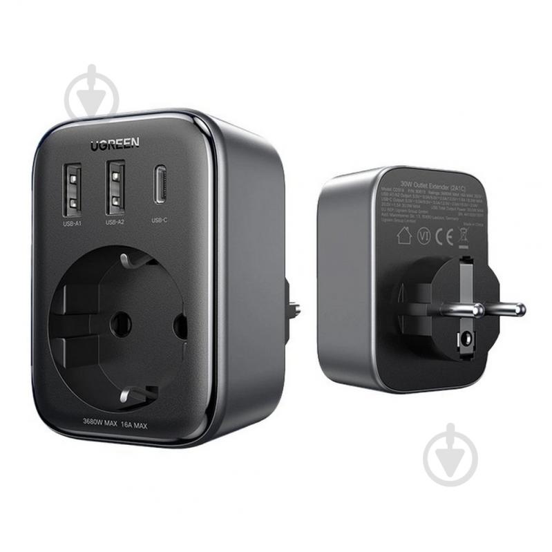 Сетевой фильтр UGREEN CD314 30W Outlet Extender EU (2A1C) Space Grey (90613) - фото 2 Сетевой фильтр UGREEN CD314 30W Outlet Extender EU (2A1C) Space Grey (90613) - фото 2