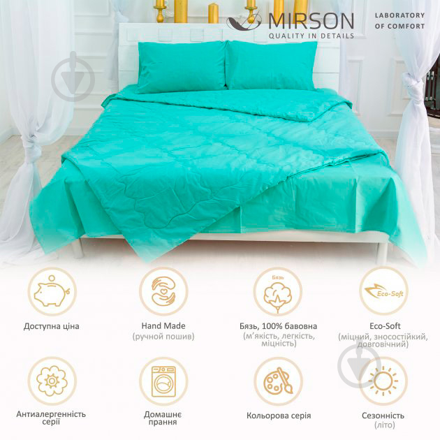 Одеяло антиаллергенное Eco-Soft №2340 Mint (2200003029758) 155x215 см MirSon - фото 2