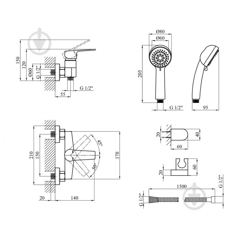 Смеситель для душа Kroner KRP Hagen - C050 - фото 2 Смеситель для душа Kroner KRP Hagen - C050 - фото 2