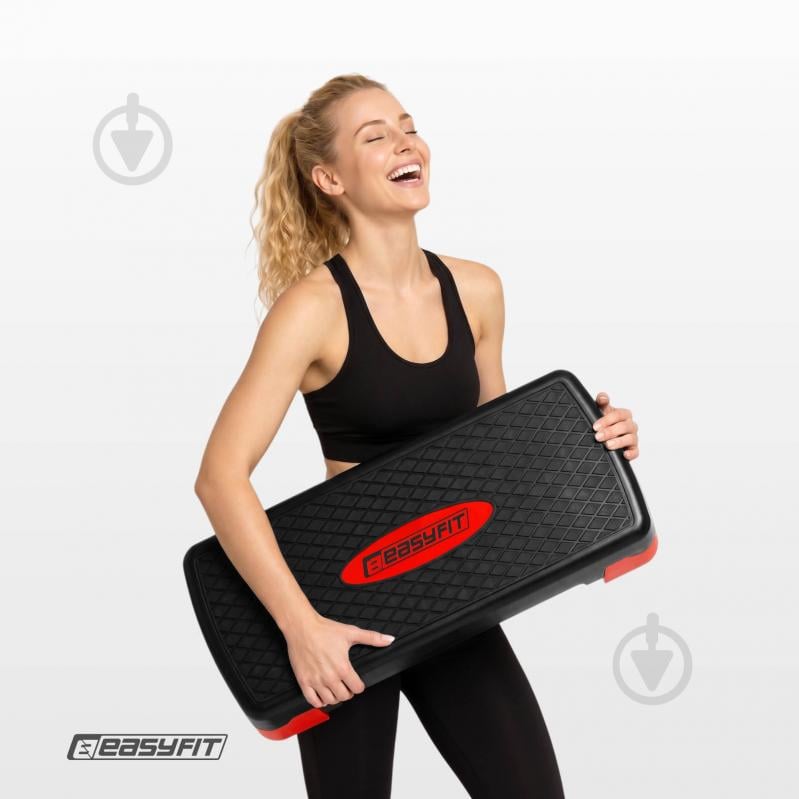 Степ-платформа EasyFit 2-ступінчаста чорний з червоним - фото 12
