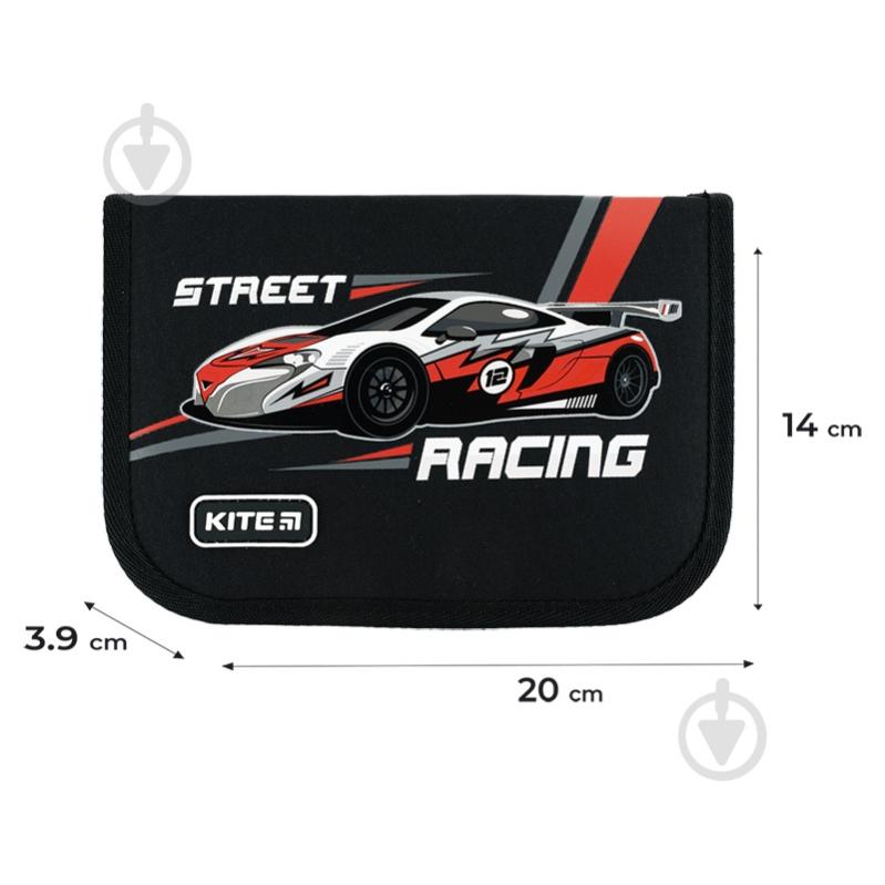 Пенал 621 Racing 1 отворот KITE черный - фото 2