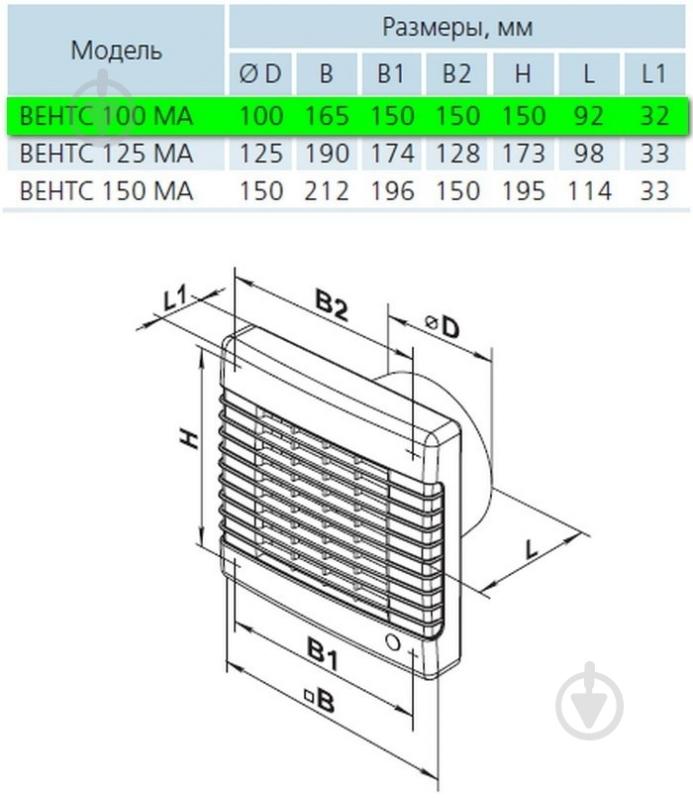 Вентилятор Вентс 100 МА прес - фото 2