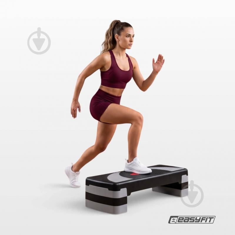 Степ-платформа EasyFit Step-B 3-ступенчастая черный-серый - фото 2