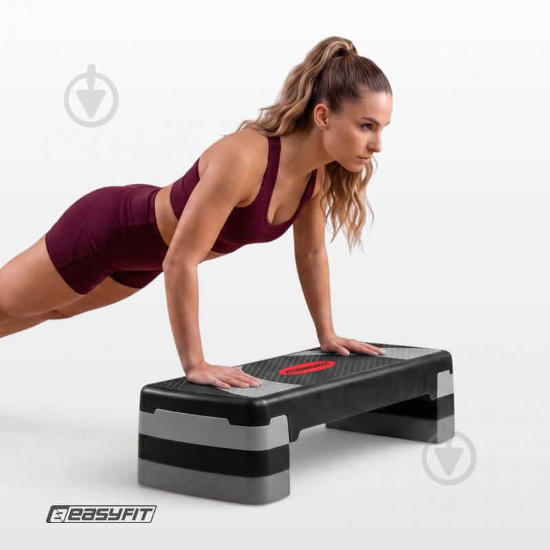 Степ-платформа EasyFit Step-B 3-ступенчастая черный-серый - фото 12