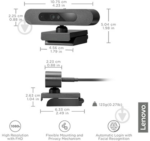 Веб-камера Lenovo 500 FHD GXC0X89769 - фото 6