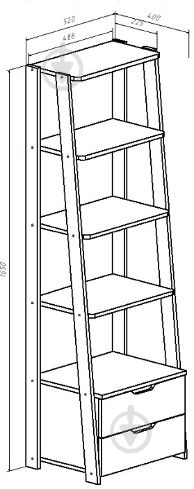 Полка Бордо 520x1650 мм белый/дуб тахо - фото 4