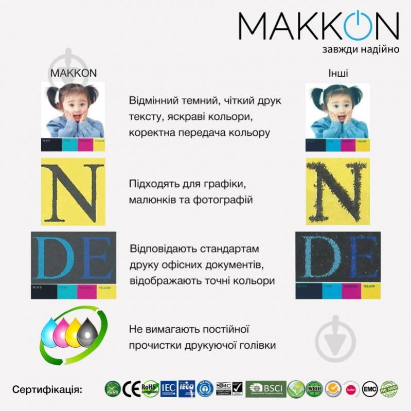 Комплект чернил MAKKON для Epson EcoTank L-4160/L-6160/L-6190 (1х127 мл, 3х70 мл) Makkon цветной - фото 4